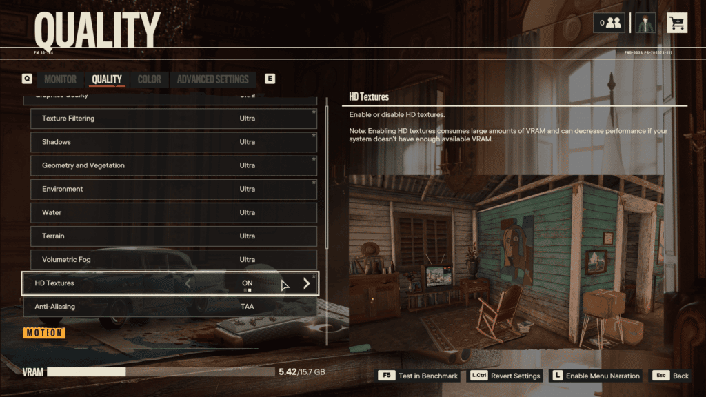 Far Cry 6 HD Textures Graphics Menu