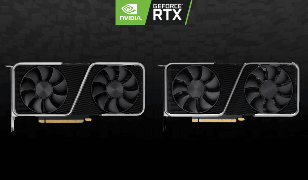 GeForce RTX 3060 Ti video card side by side GeForce RTX 3070 video card