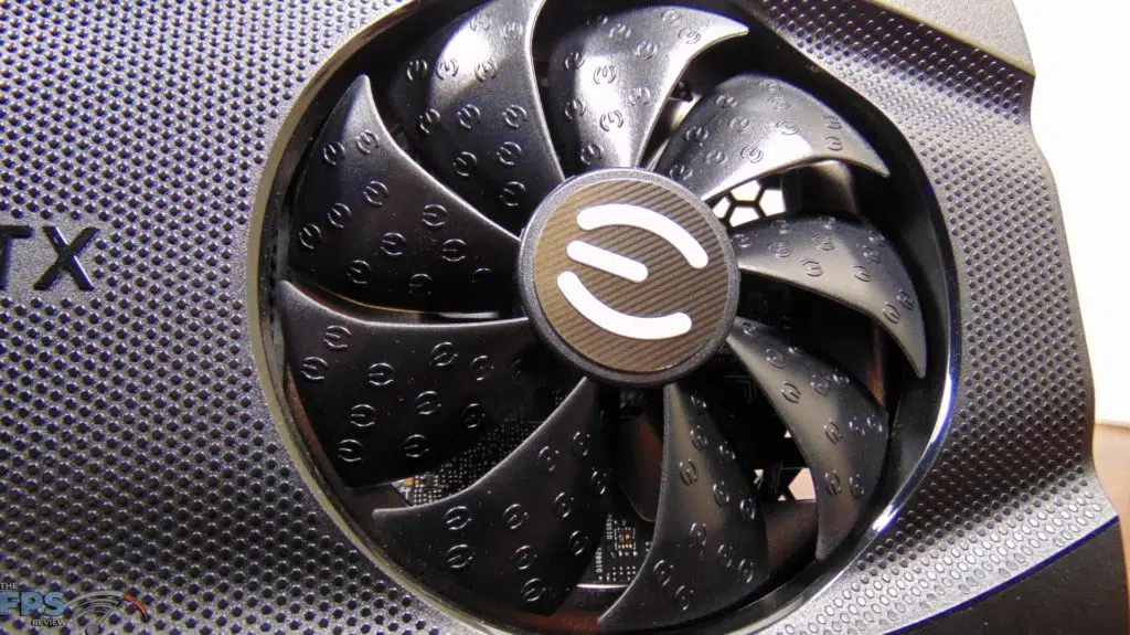 EVGA GeForce RTX 3080 FTW3 ULTRA HYBRID GAMING Video Card Closeup of Card Fan