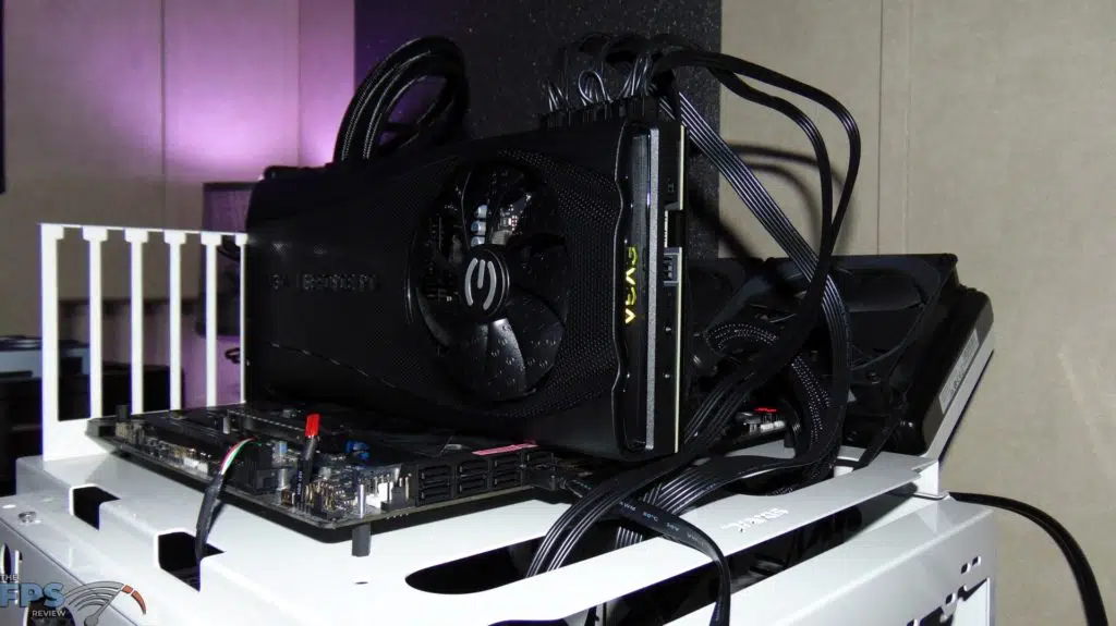 EVGA GeForce RTX 3080 FTW3 ULTRA HYBRID GAMING Video Card Installed in System Card with ARGB Logo