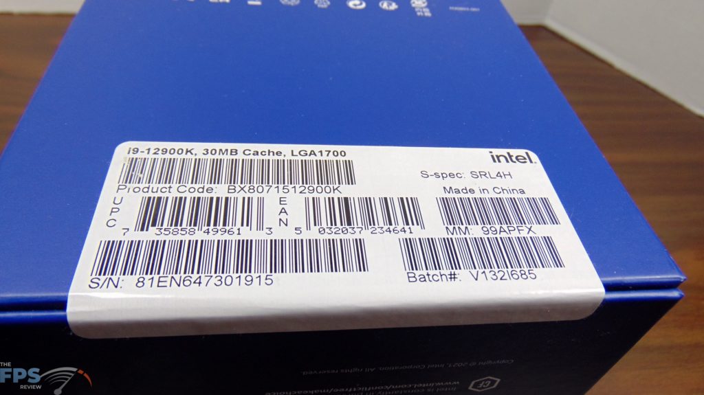 Intel Core i9-12900K Retail Box Label