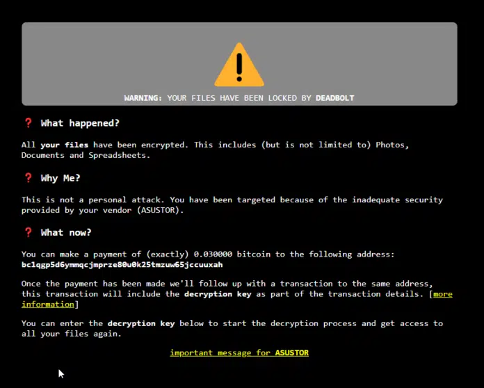 DeadBolt Ransomware Hits Asustor NAS Devices The FPS Review