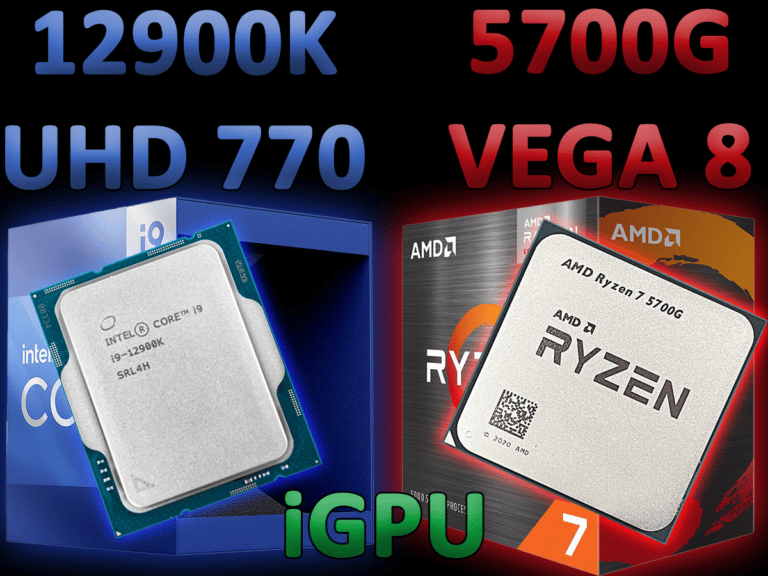 Intel 12900K (UHD 770) iGPU vs AMD 5700G (Vega 8) APU Performance Benchmarks