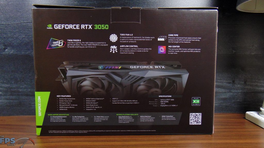 MSI GeForce RTX 3050 GAMING X Video Card Box Back
