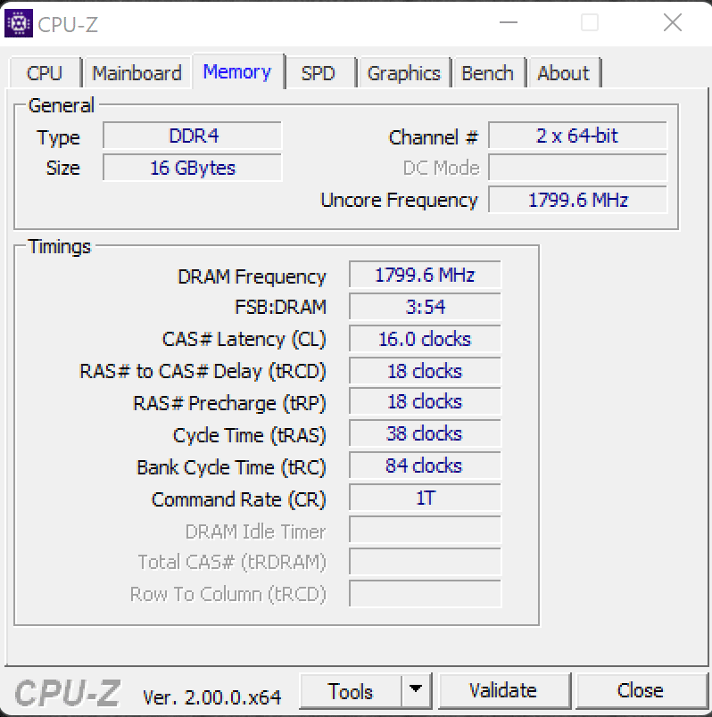 AMD Ryzen 7 5700G CPUz Memory Screenshot