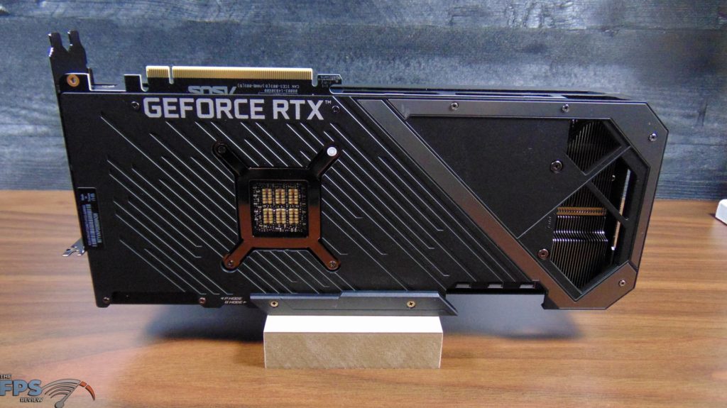 ASUS ROG STRIX GeForce RTX 3080 Ti O12G GAMING back view sitting on desk