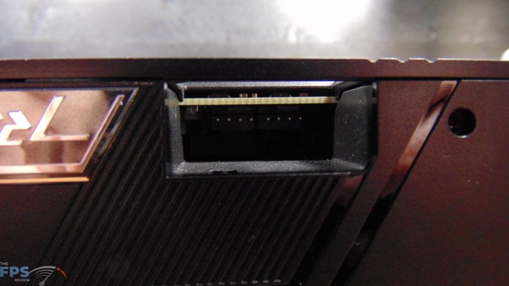 ASUS ROG STRIX LC RTX 3080 Ti O12G GAMING video card closeup of asus fan connect ii headers