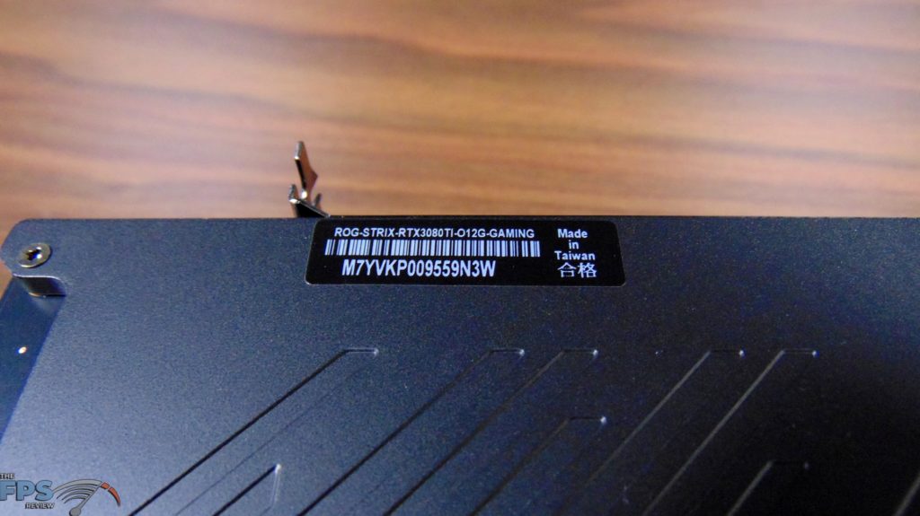 ASUS ROG STRIX GeForce RTX 3080 Ti O12G GAMING closeup of label