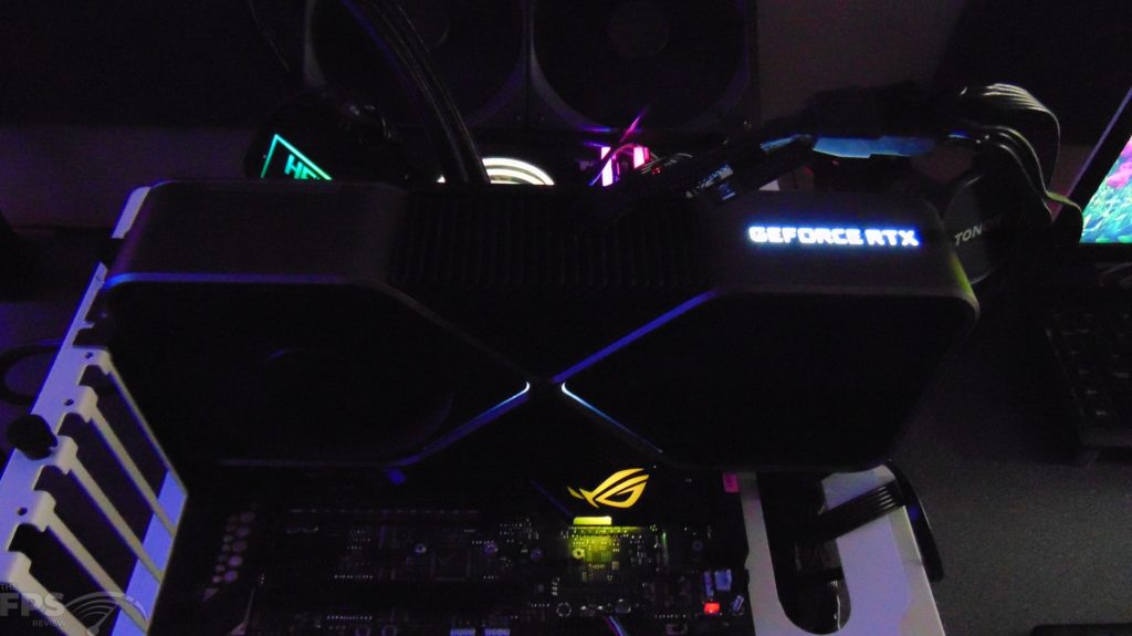 NVIDIA GeForce RTX 3090 Founders Edition Video Card Installed in Computer Top View RGB