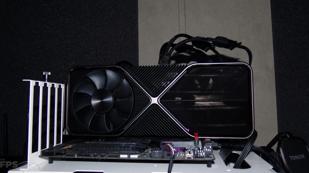 NVIDIA GeForce RTX 3090 Ti Founders Edition Video Card installed in computer front view