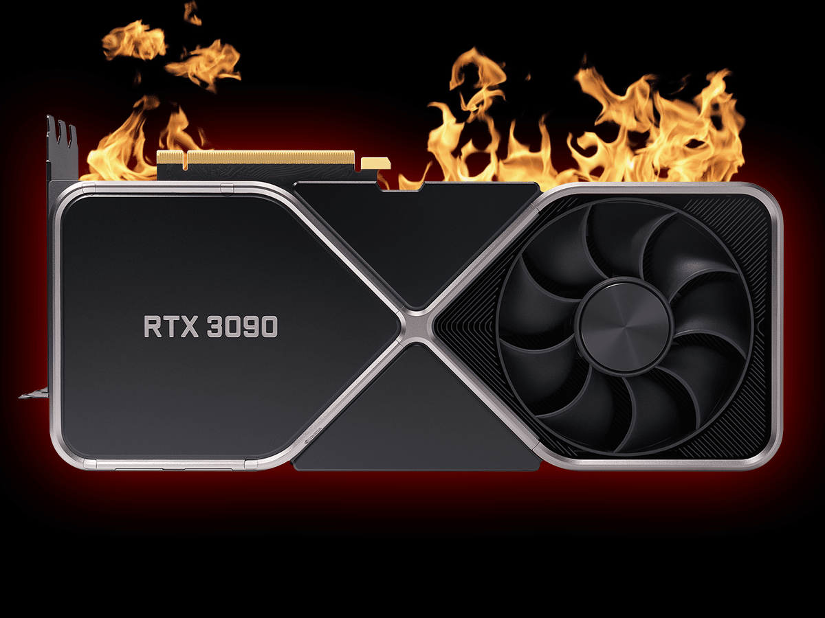 NVIDIA GeForce RTX 3090 Founders Edition Video Card with Flames Coming from the Top