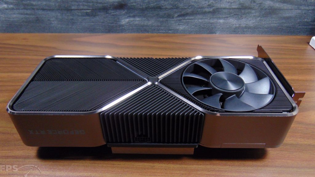 NVIDIA GeForce RTX 3090 Ti Founders Edition Video Card Sitting on Desk Top View