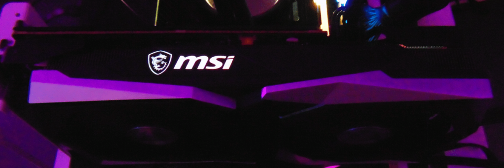 MSI Radeon RX 6650 XT GAMING X 8G Video Card Top View with MSI RGB Logo Lit Up with Lights Off