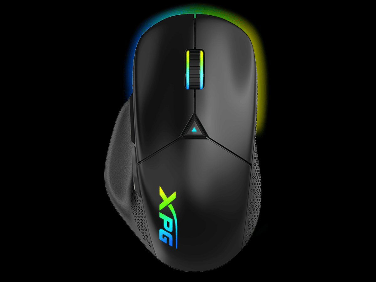 XPG ALPHA Wireless Gaming Mouse Top View RGB Lit up
