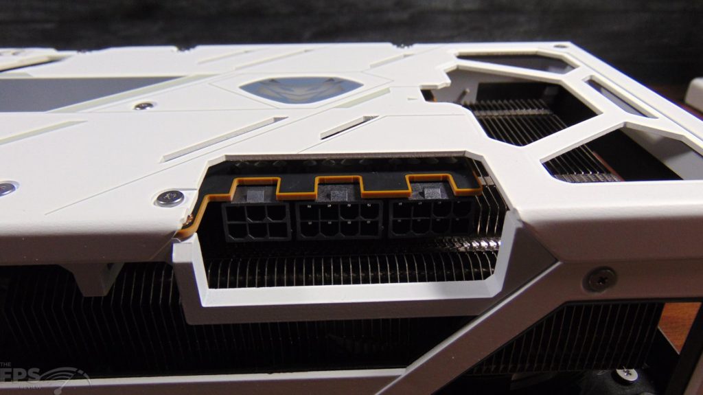 SAPPHIRE NITRO+ AMD Radeon RX 6950 XT PURE closeup of power connectors 