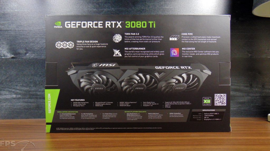 MSI GeForce RTX 3080 Ti VENTUS 3X 12G OC Video Card Box Back