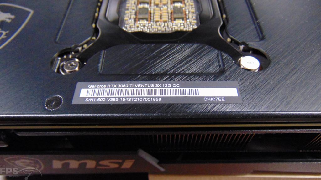 MSI GeForce RTX 3080 Ti VENTUS 3X 12G OC Video Card Closeup of Label
