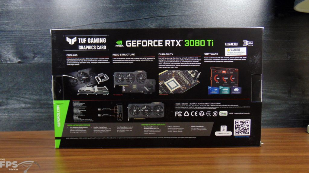 ASUS TUF Gaming GeForce RTX 3080 Ti OC Edition Video Card Box Back View