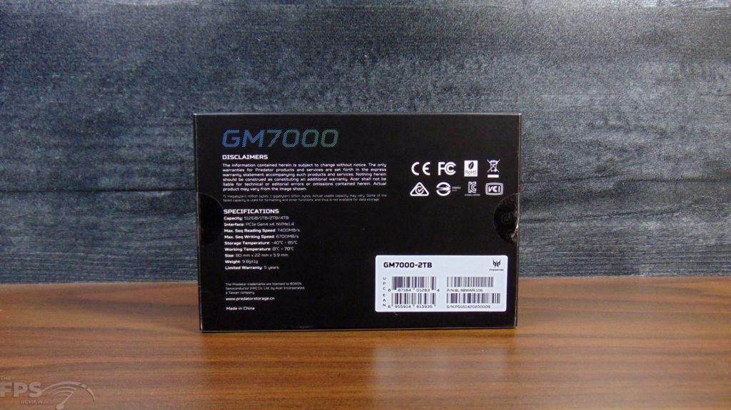 Acer Predator GM7000 2TB Gen4 x4 M.2 SSD Box Back