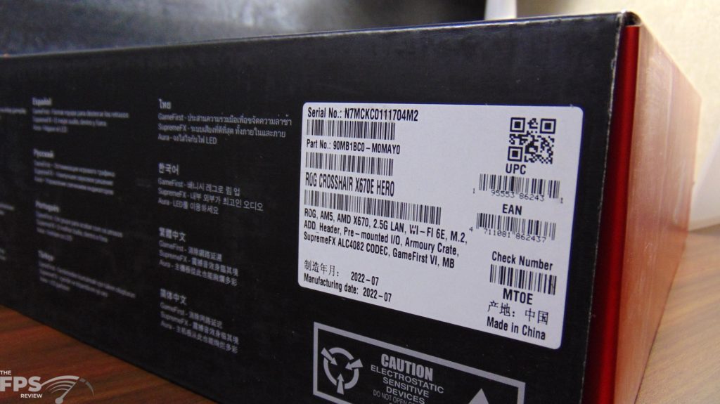 ASUS ROG Crosshair X670E Hero Motherboard Box Label