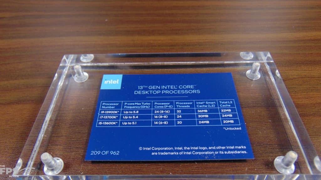 Intel Raptor Lake Press Sample Box CPU Information Card for 13th Gen Intel Core Desktop Processors