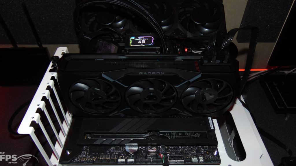 AMD Radeon RX 7900 XT Video Card Installed in Computer Top View