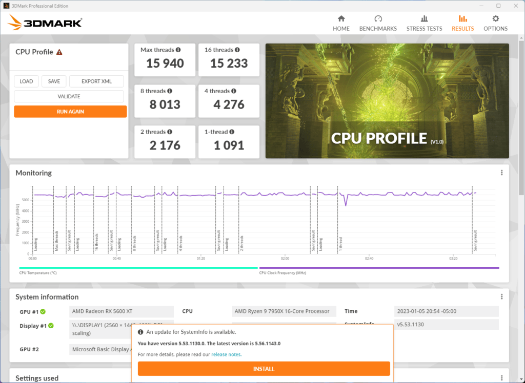 3DMark Result - CPU Profile