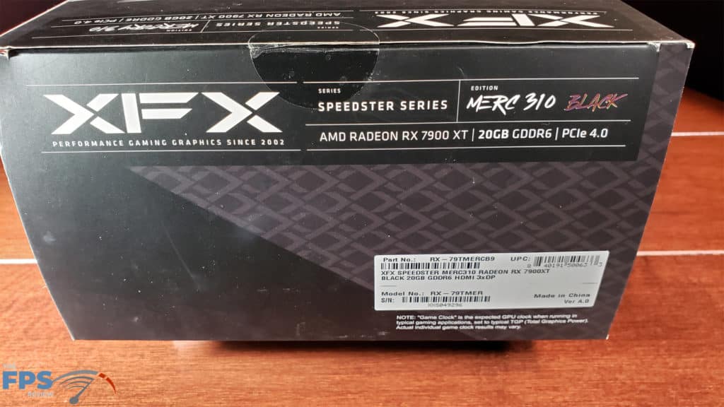 XFX Speedster Merc 310 AMD RX 7900 XT Black: Box label