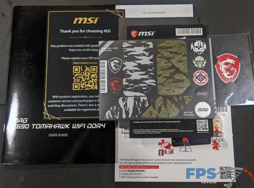 MSI MAG Z690 TOMAHAWK WIFI DDR4 Motherboard Box Contents
