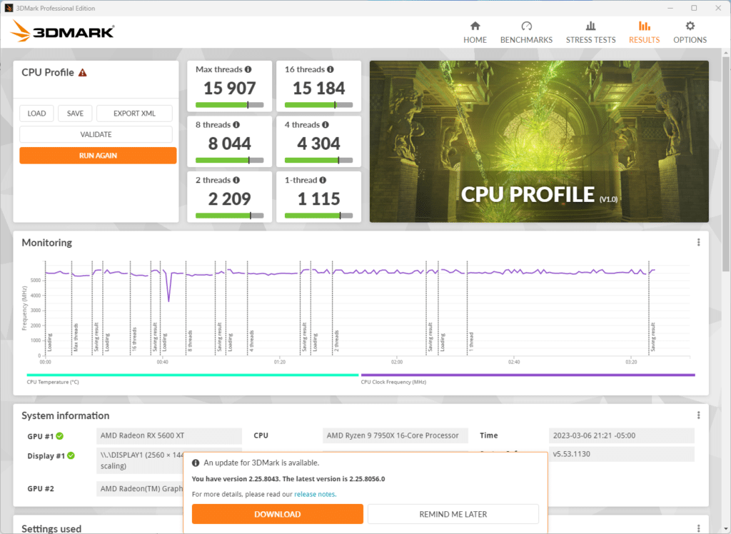 3DMark Result - CPU Profile