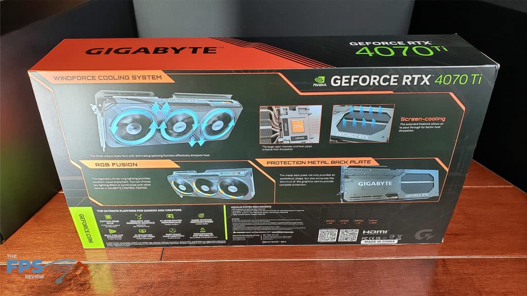GIGABYTE GeForce RTX 4070 Ti GAMING OC: box-back