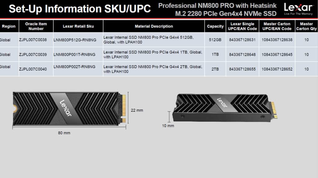 Lexar Professional NM800 PRO 1TB Gen4x4 NVMe M.2 SSD Product Brief