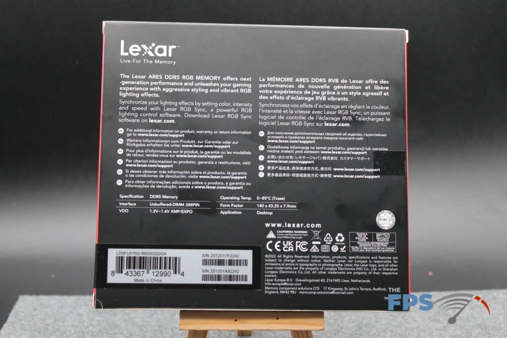 Lexar ARES RGB DDR5 32GB (2x16GB) 6000MHz Memory box rear