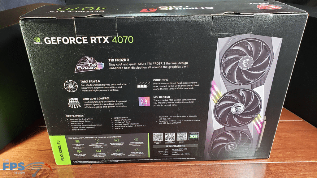 MSI GeForce RTX 4070 GMING X Trio 12G : box back