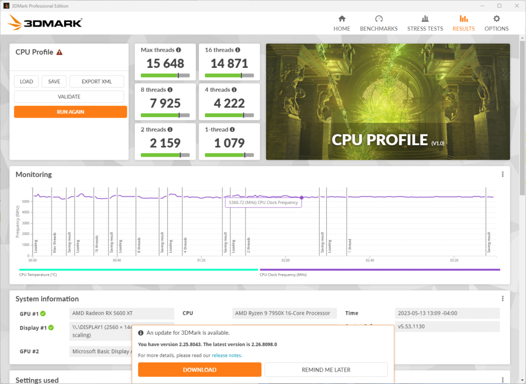 3Dmark GPU Profile Result