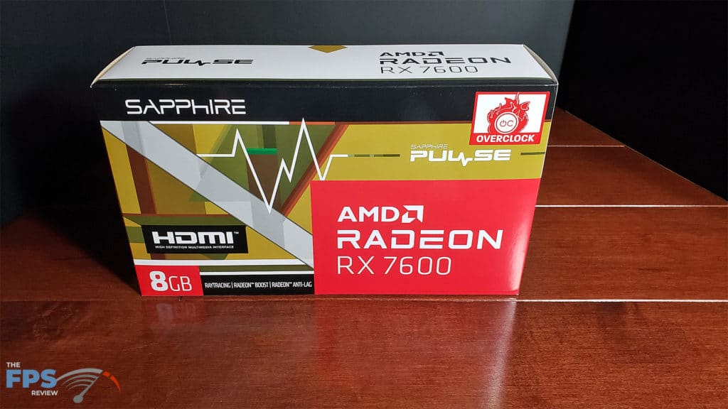 SAPPHIRE PULSE AMD Radeon RX 7600 GAMING OC Video Card: box front