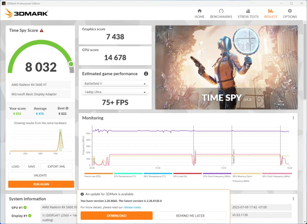 3Dmark Time Spy result