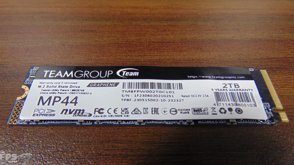 TEAMGROUP MP44 2TB PCIe Gen4 M.2 NVMe SSD Closeup of Label