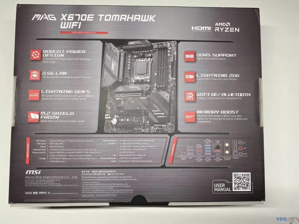 MSI MAG X670E TOMAHAWK WIFI Box Back