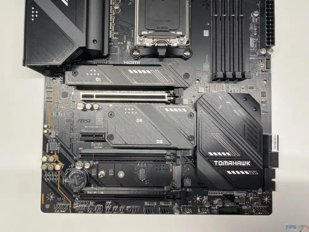 MSI MAG X670E TOMAHAWK WIFI bottom of motherboard