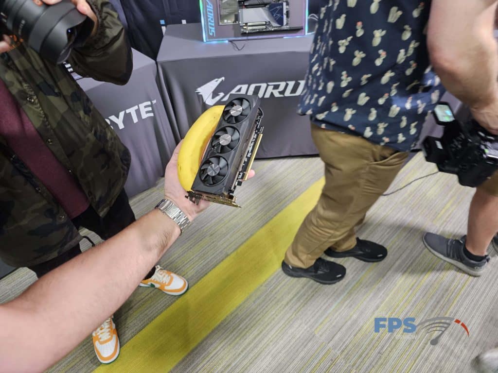 GeForce RTX 4060 that is compared to the size of a banana.