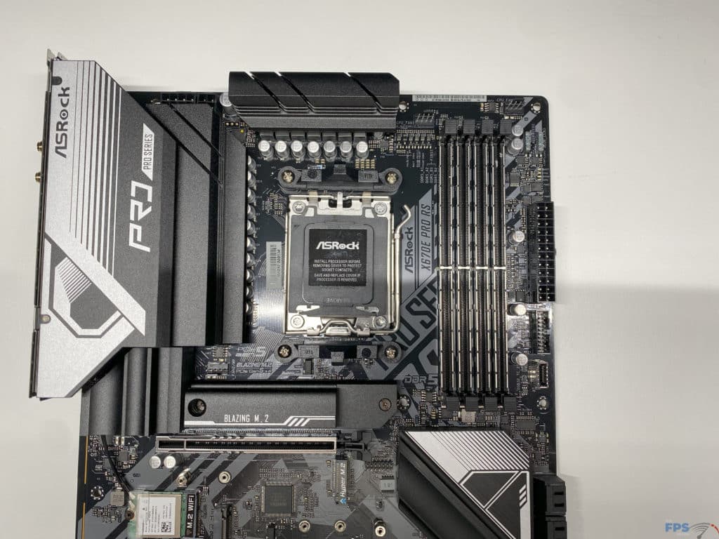 ASrock X670E Pro RS Top of motherboar