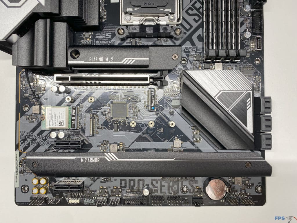 ASrock X670E Pro RS Bottom of mother