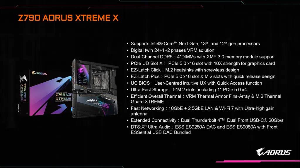 GIGABYTE Aorus Z790 XTREME X motherboard specs