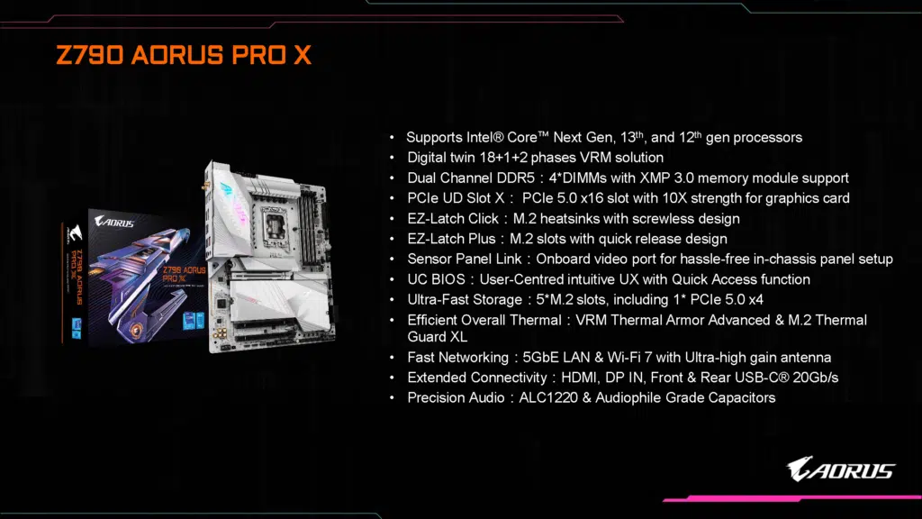 GIGABYTE Aorus Z790 PRO X motherboard specs