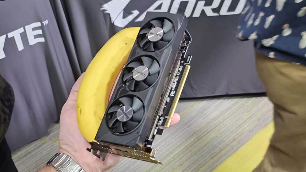 GIGABYTE GeForce RTX 4060 OC Low Profile 8G Video Card and Banana