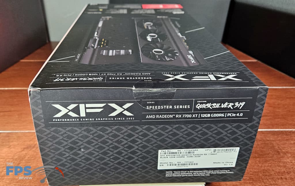 XFX SPEEDSTER QICK 319 Radeon RX 7700 XT Black box label