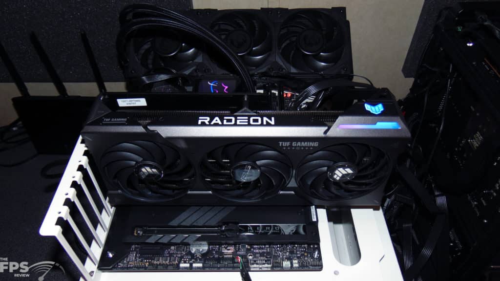 ASUS TUF Gaming Radeon RX 7800 XT OC Edition Installed in Computer Top View