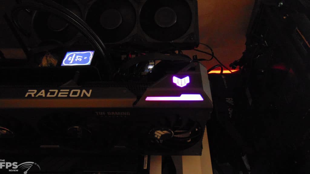 ASUS TUF Gaming Radeon RX 7800 XT OC Edition Installed in Computer RGB in the Dark