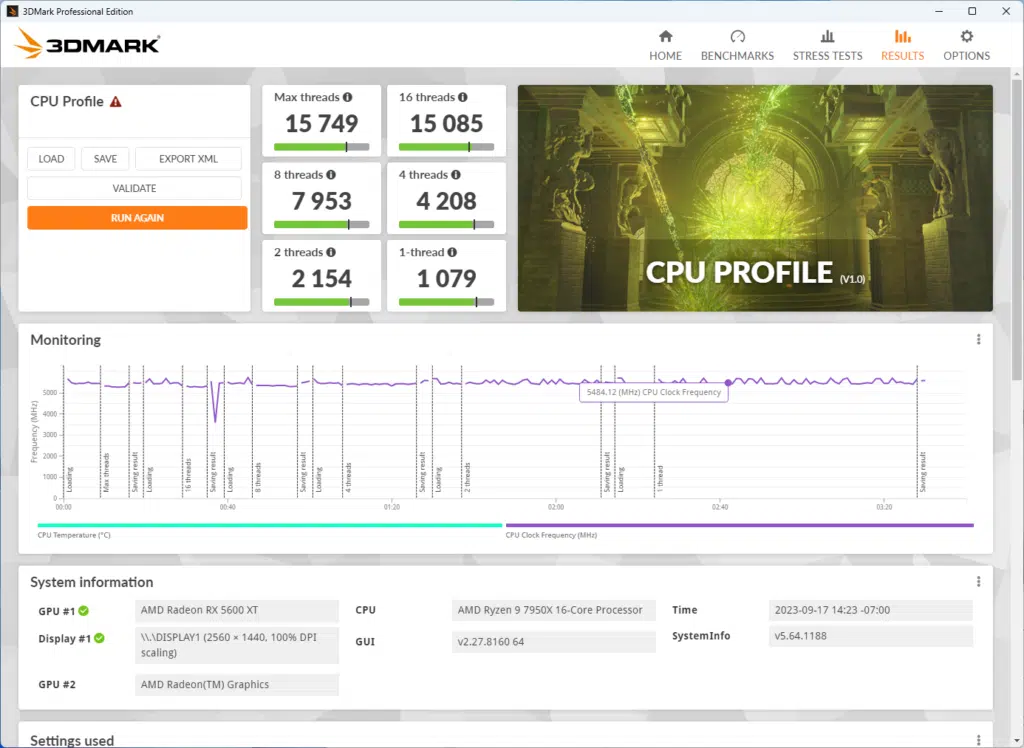 3D Mark CPU Test Result